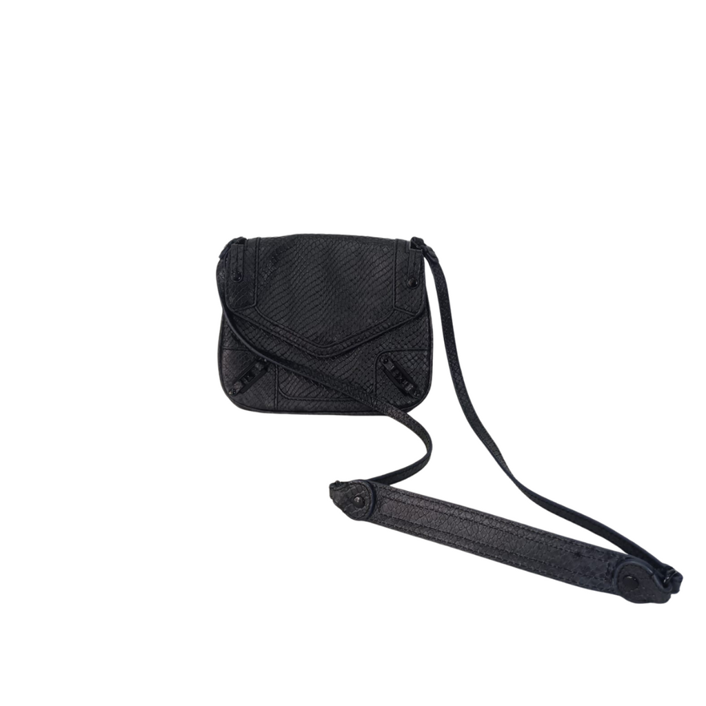 Rebecca Minkoff Black Textured Leather Small Crossbody Bag | Pre loved |