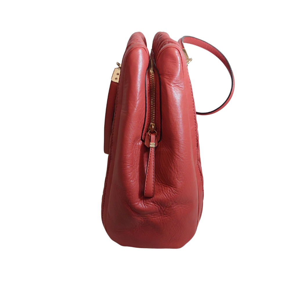 Coach 'Madison' Red Gathered Leather Large Shoulder Bag | Like New |