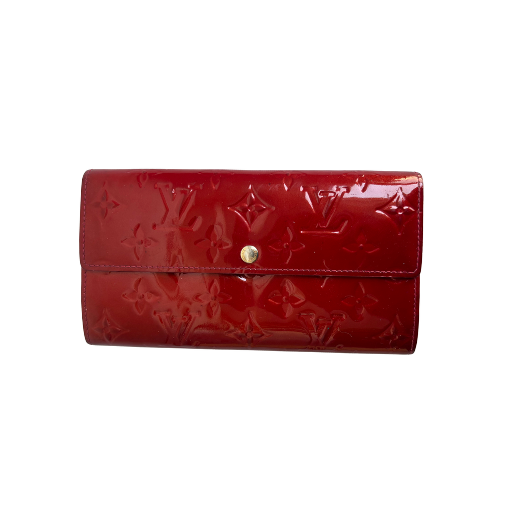 Louis Vuitton Red Patent Monogram Vernis Long Wallet | Pre Loved |