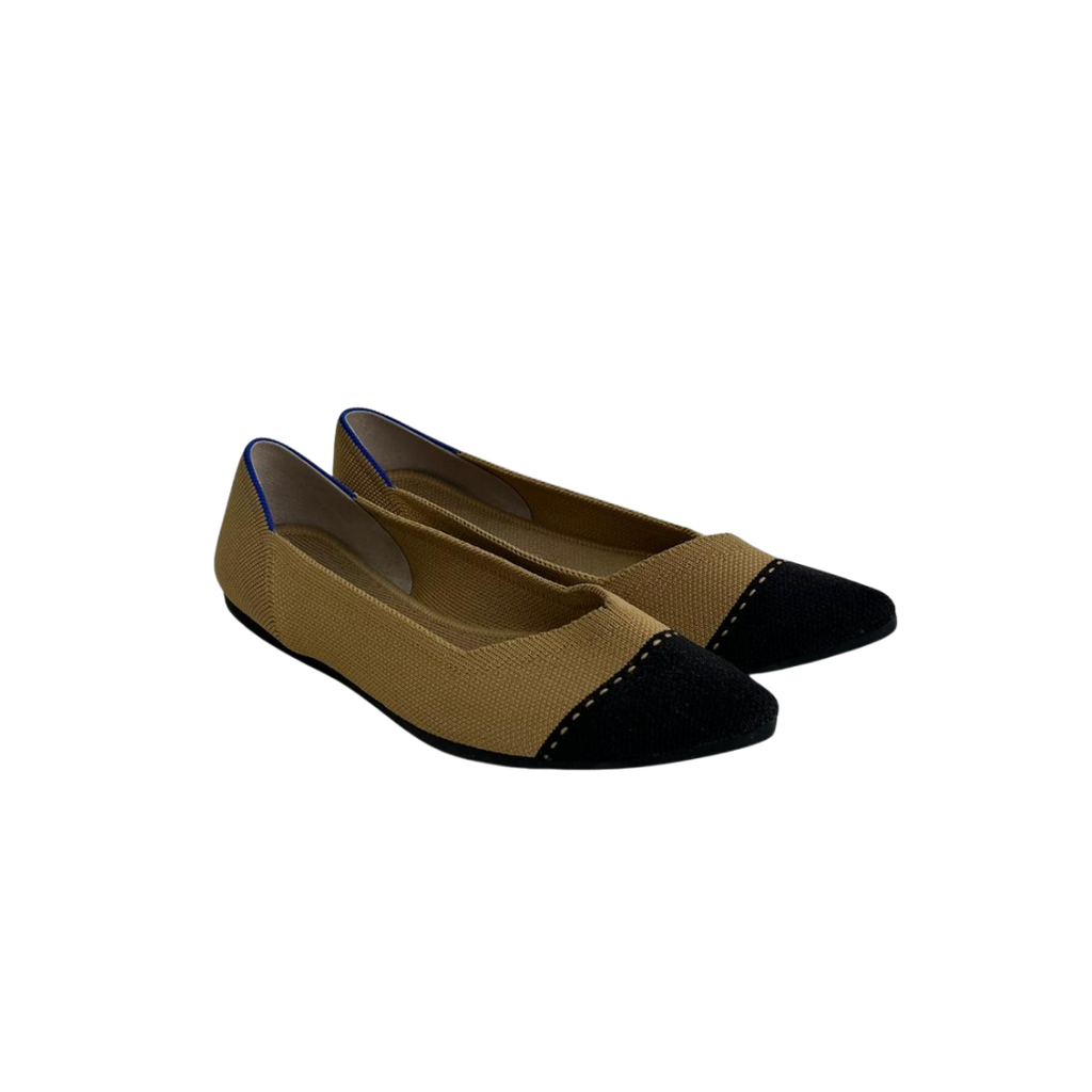 Rothy's 'The Point' Tan & Black Pointed Flats | Gently Used |