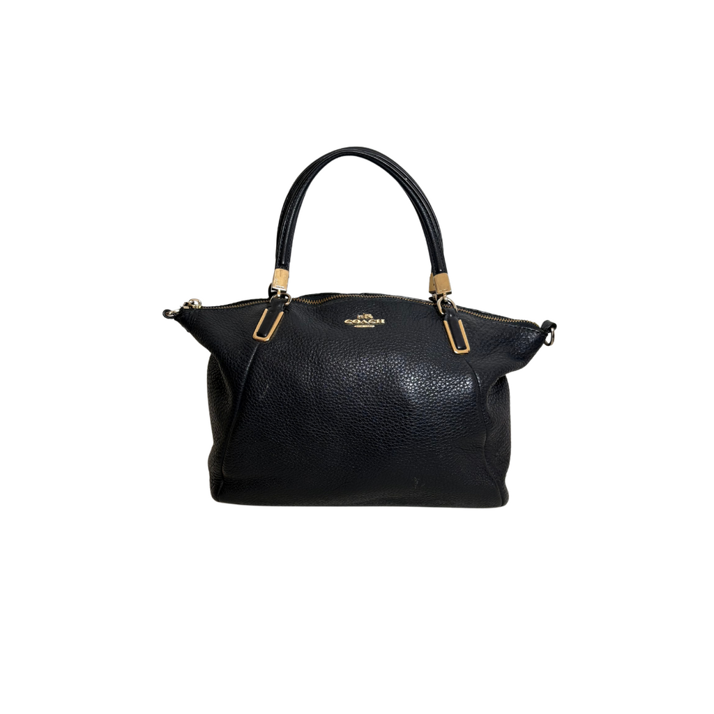 Coach Black Kelsey Pebble Leather Satchel Bag | Pre Loved |