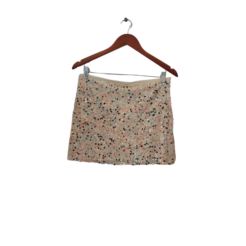 Pull & Bear Beige Sequins Short Skirt | Gently Used |