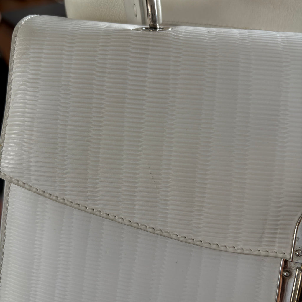 Salvatore Ferragamo White Leather Vintage Top Handle Bag | Pre Loved |