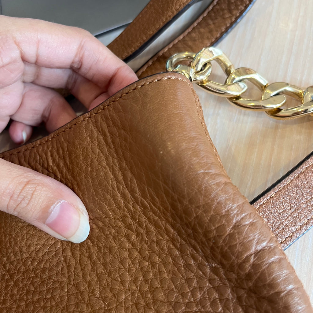 Michael Kors Berkley Luggage Brown Leather Crossbody Bag | Pre Loved |