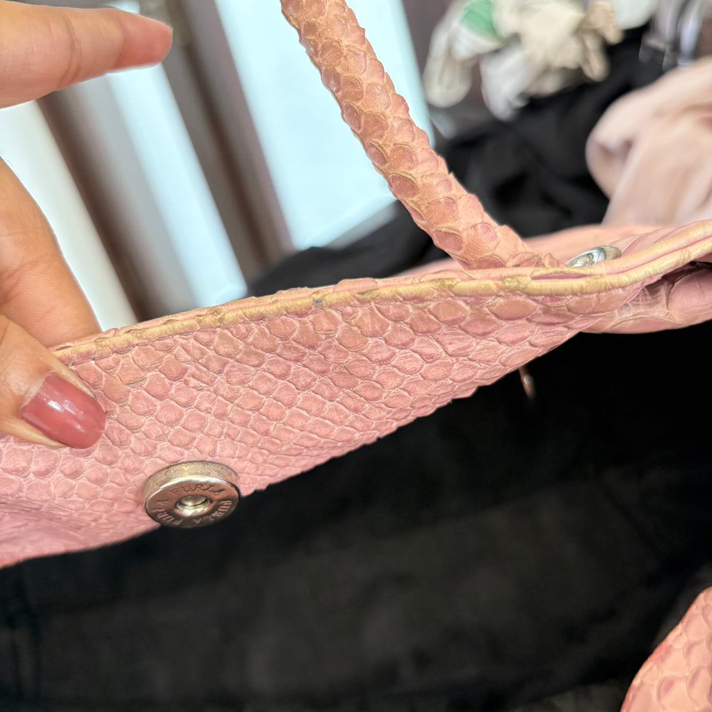 Furla Blush Pink Leather Croc-Embossed Carmen Tote | Pre Loved |
