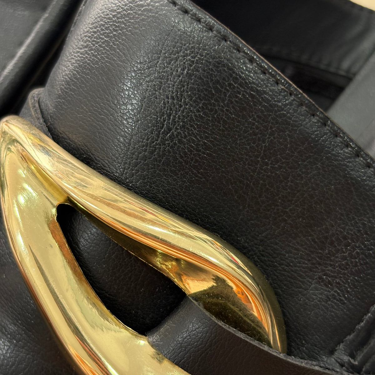 Zara Black Metallic Faux Leather Loafers | Pre Loved |