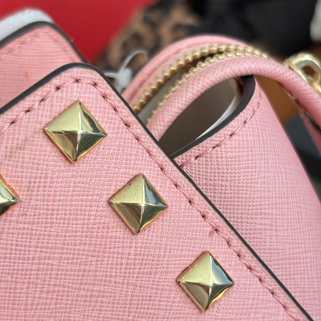 Michael Kors Pale Pink Leather 'Selma' Studded Satchel Bag | Brand New |