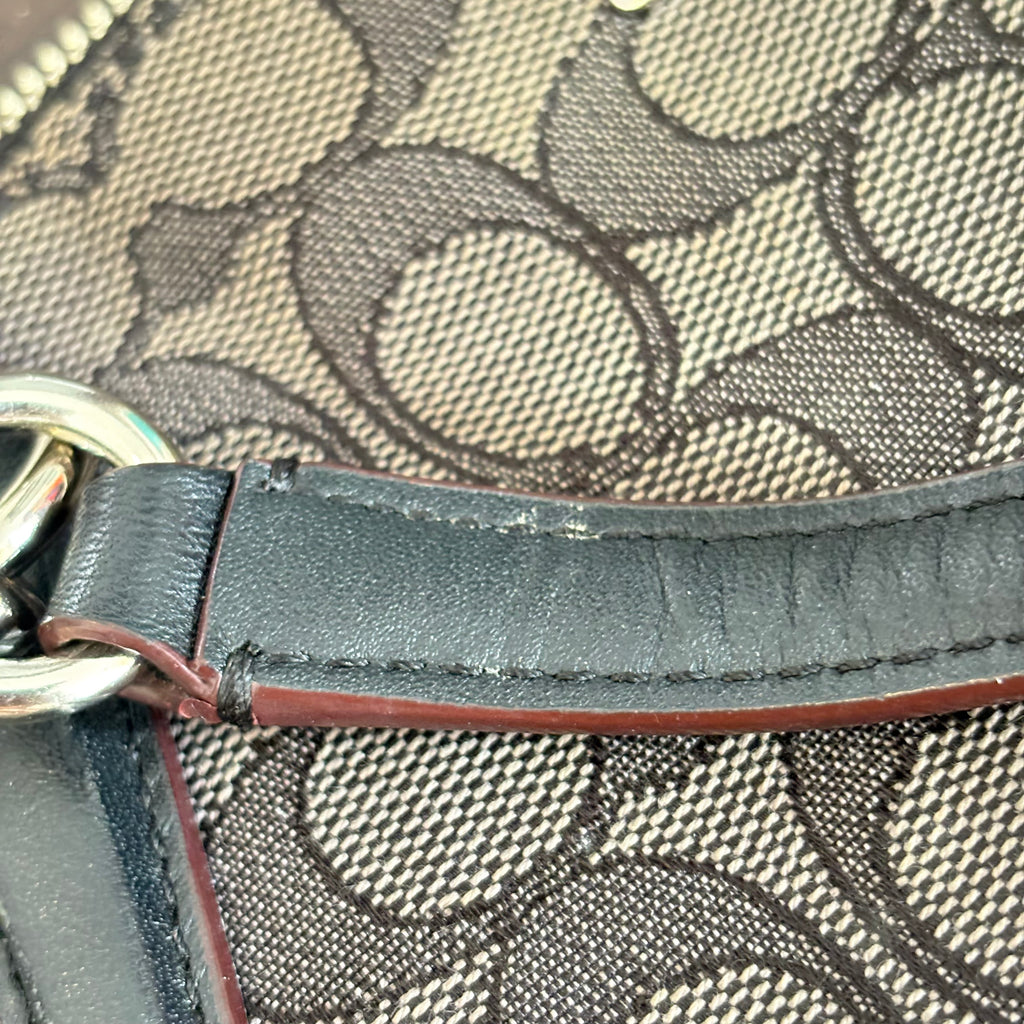 Coach Black & Grey Monogrammed Small Kelsey Canvas & Leather Satchel Bag | Pre Loved |