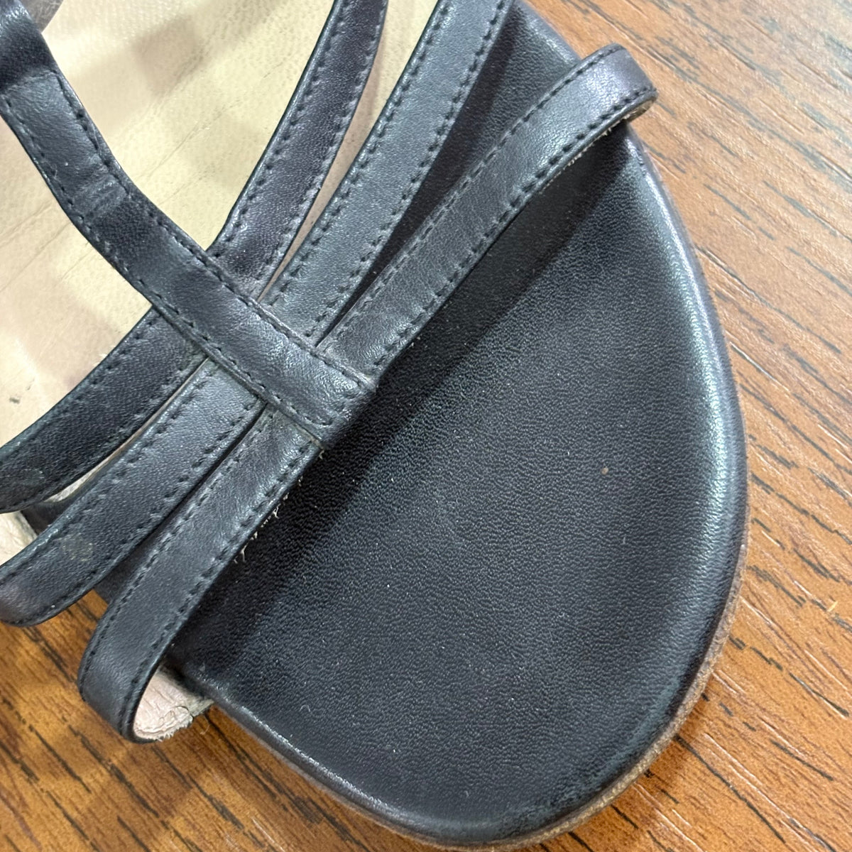 Fendi Black Wooden Emblem Strappy Sandals | Pre Loved |