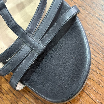 Fendi Black Wooden Emblem Strappy Sandals | Pre Loved |