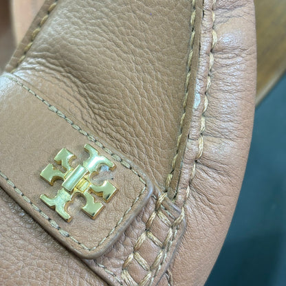 Tory Burch Kira Driver Beige Tumble Leather Driving Flat Moccasin | Pre Loved |