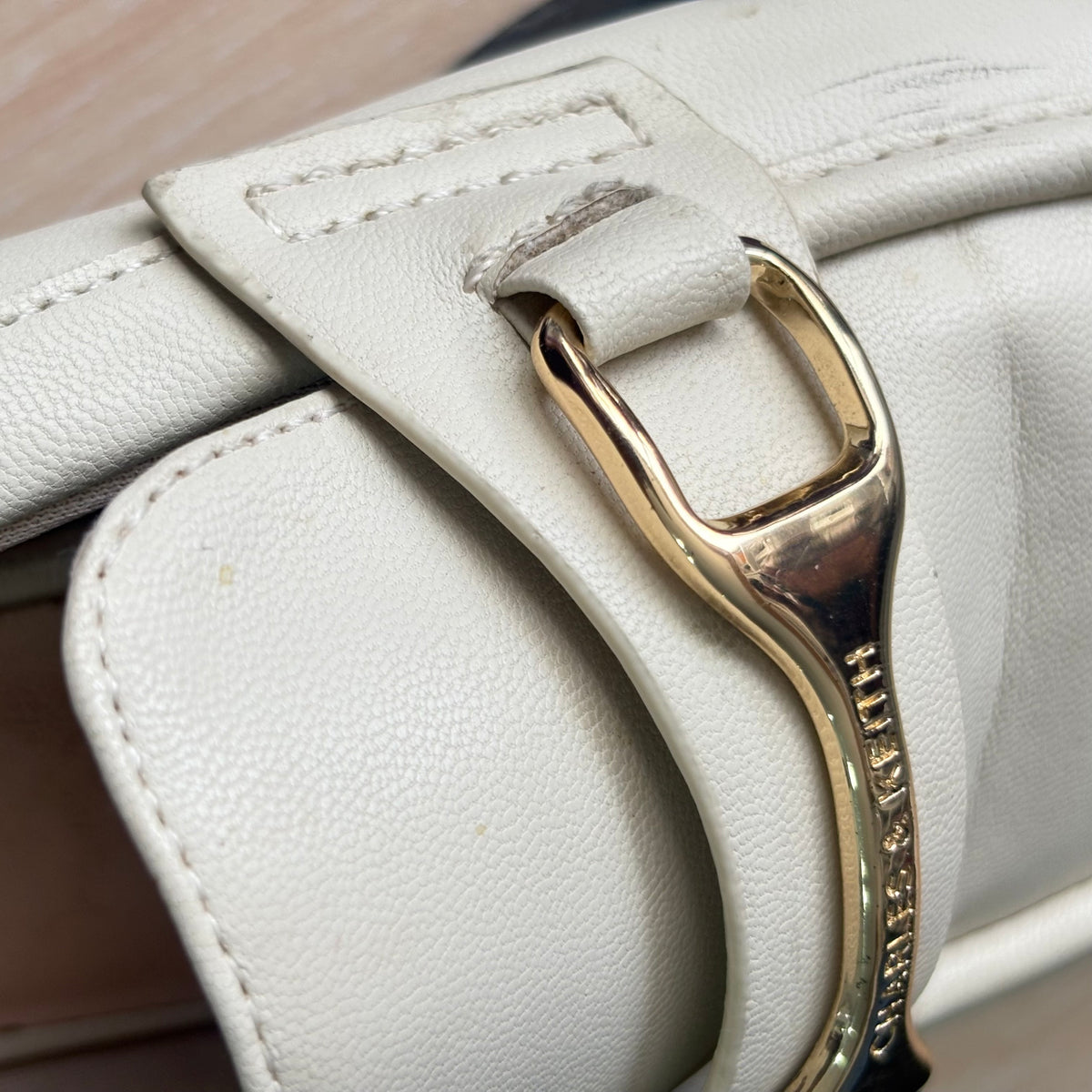 Charles And Keith Cream And Gold Chain Loafers | Pre Loved |