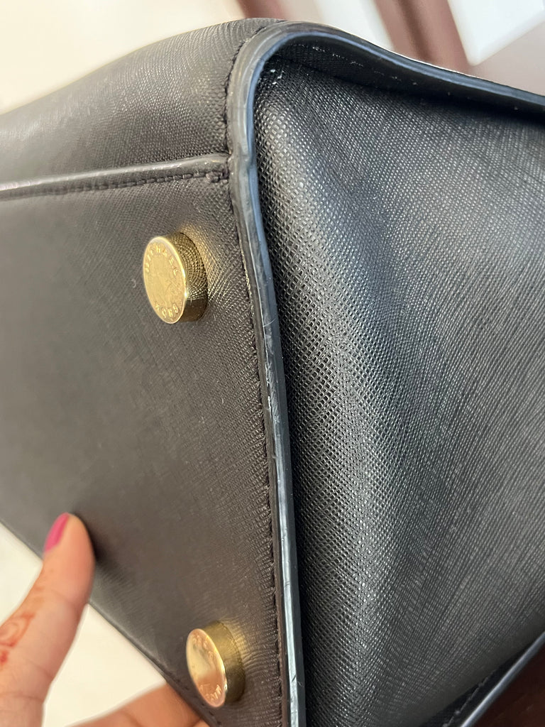 Michael Kors Black Saffiano Leather Selma Medium Satchel | Pre Loved |