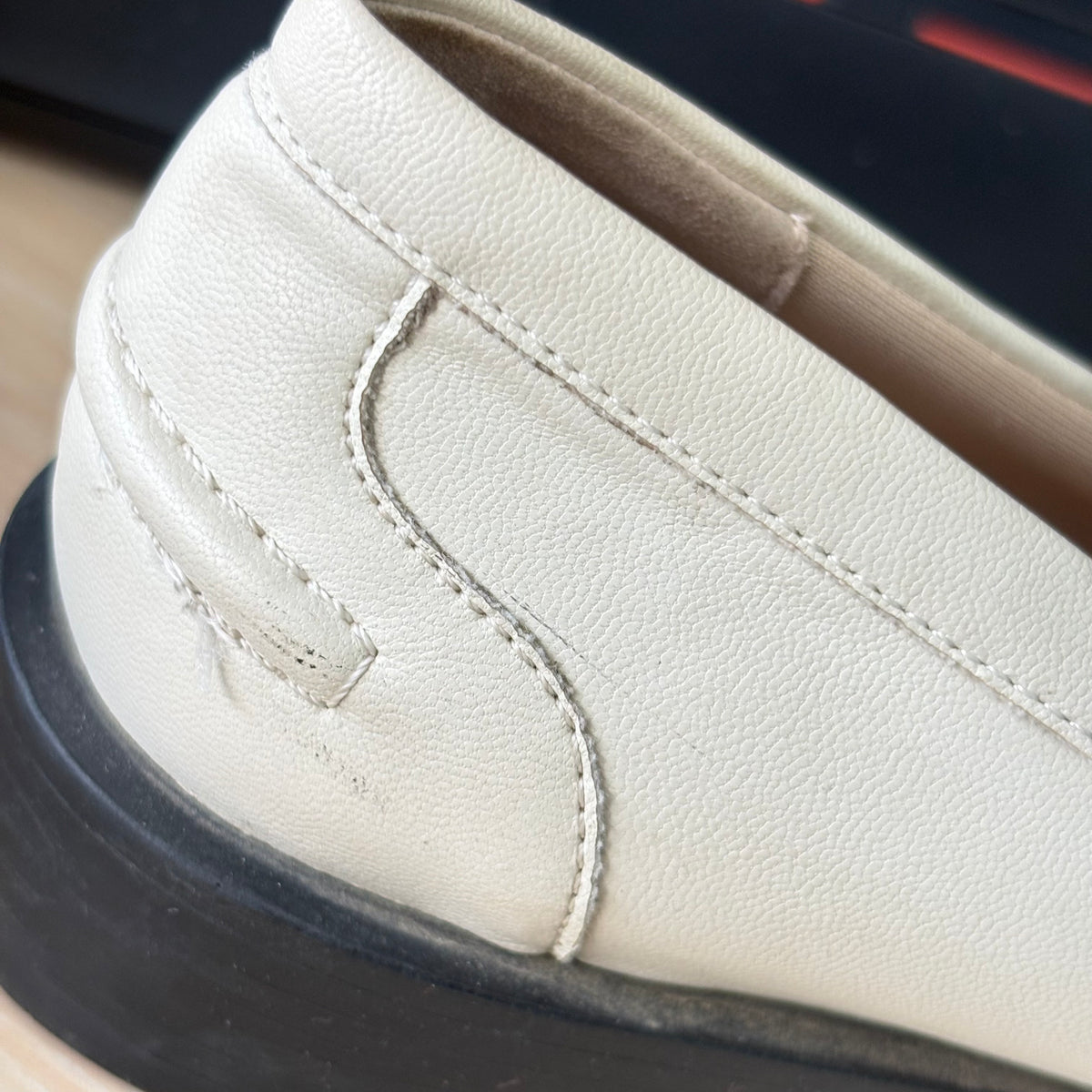 Charles And Keith Cream And Gold Chain Loafers | Pre Loved |