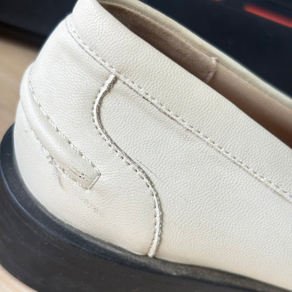 Charles And Keith Cream And Gold Chain Loafers | Pre Loved |