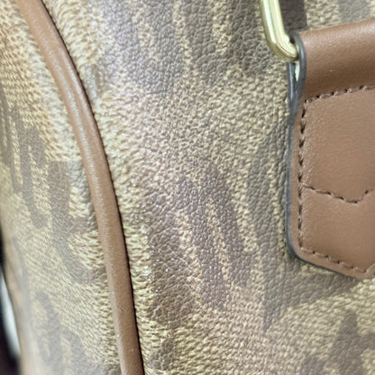 Juicy Couture Brown Gothic Monogram Satchel Bag with Pink Heart Charm | Pre Loved |