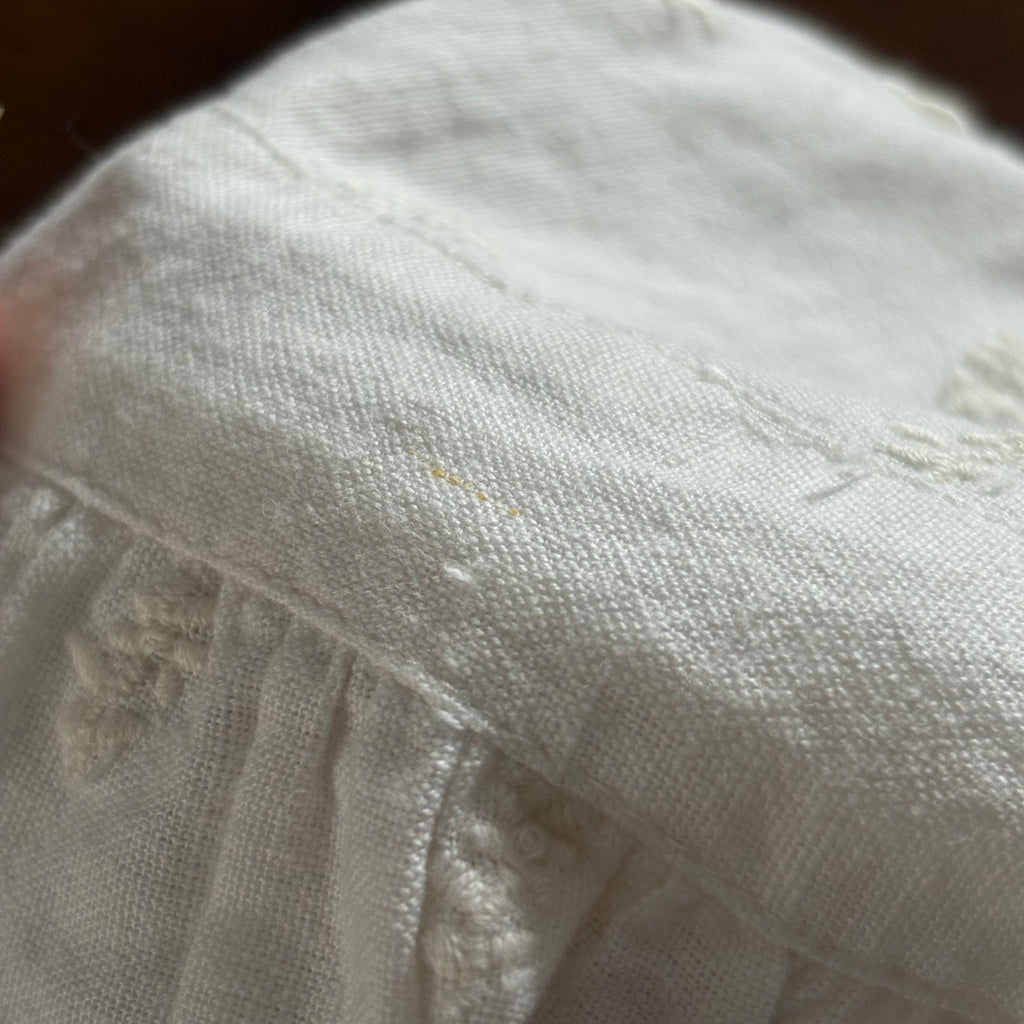 ZARA Off-White Embroidered & Lace Detail Long Collared Top | Gently Used |