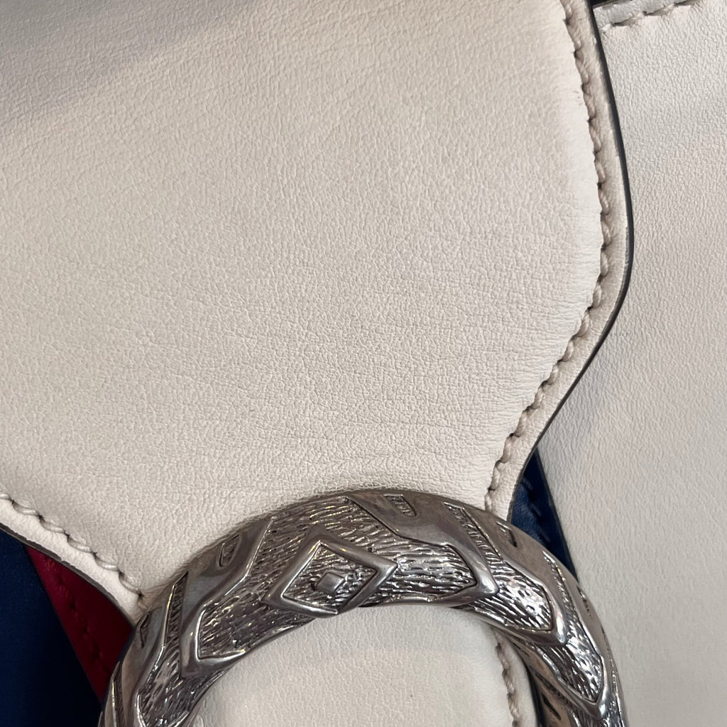 Gucci White Calfskin Web Stripe Large Dionysus Tote Bag | Pre Loved |