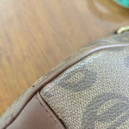 Juicy Couture Brown Gothic Monogram Satchel Bag with Pink Heart Charm | Pre Loved |