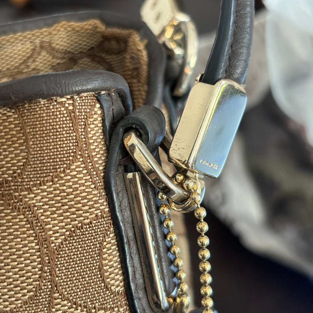 Coach Signature 'Phoebe' Brown Canvas & Leather Shoulder Bag | Pre Loved |