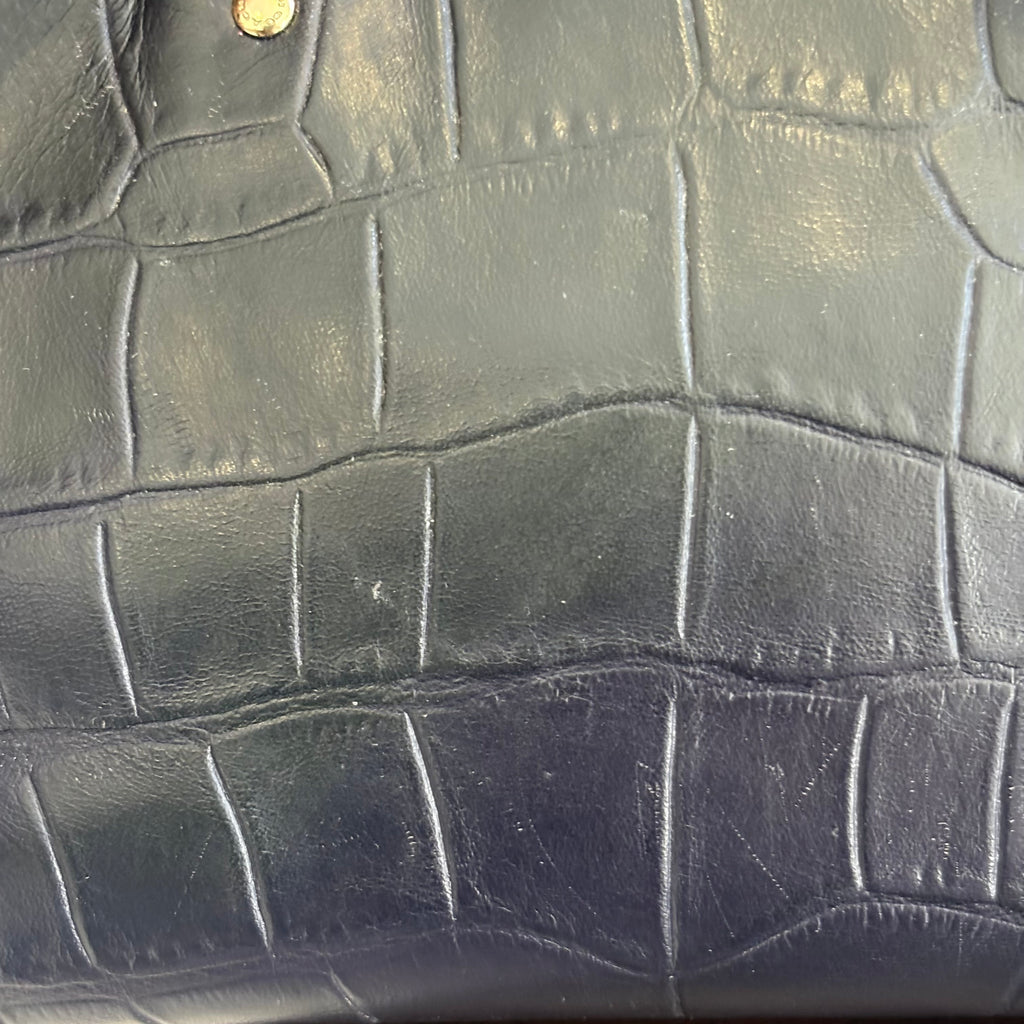 Coach Navy Crocodile Embossed Leather Crossbody Bag | Pre Loved |
