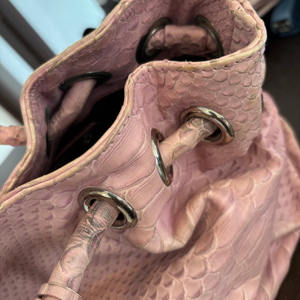 Furla Blush Pink Leather Croc-Embossed Carmen Tote | Pre Loved |