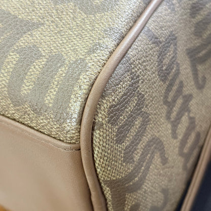 Juicy Couture Brown Gothic Monogram Satchel Bag with Pink Heart Charm | Pre Loved |