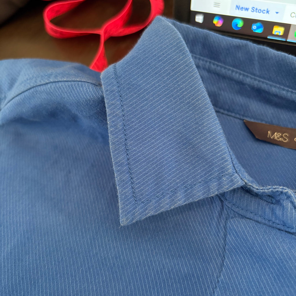M&S Collection Blue Collared Button Down Long Shirt | Gently Used |