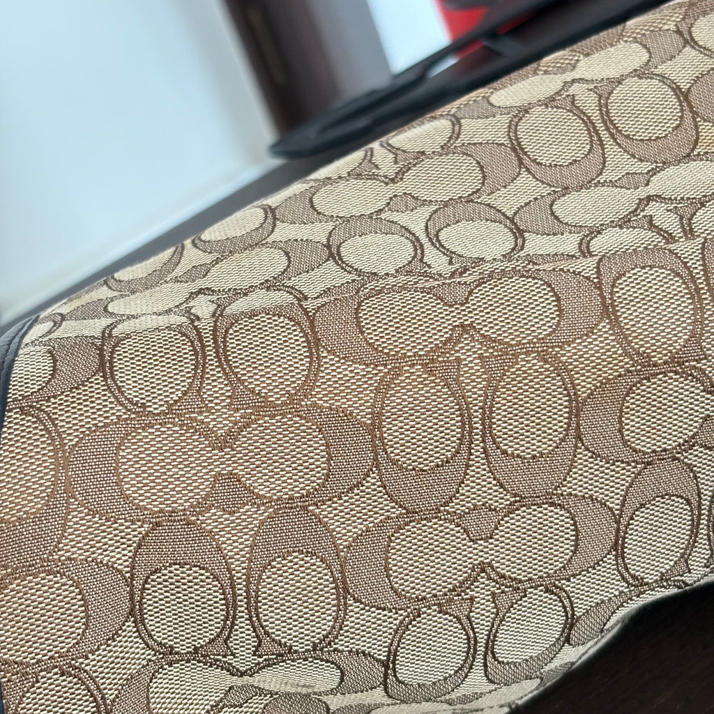 Coach Signature 'Phoebe' Brown Canvas & Leather Shoulder Bag | Pre Loved |