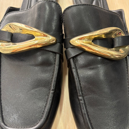Zara Black Metallic Faux Leather Loafers | Pre Loved |