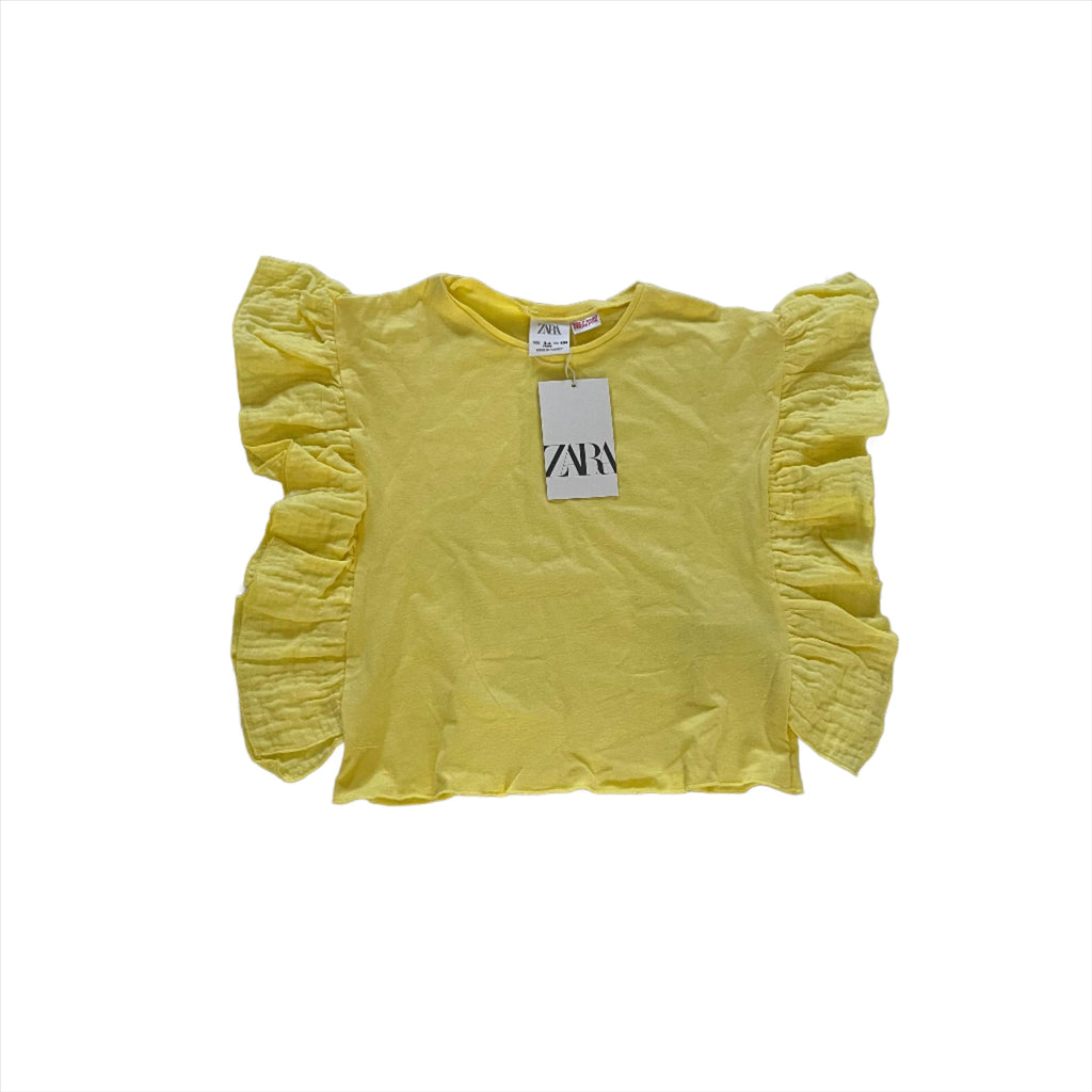 ZARA Yellow Frill-sleeves Top (3 - 4 years) | Brand New |