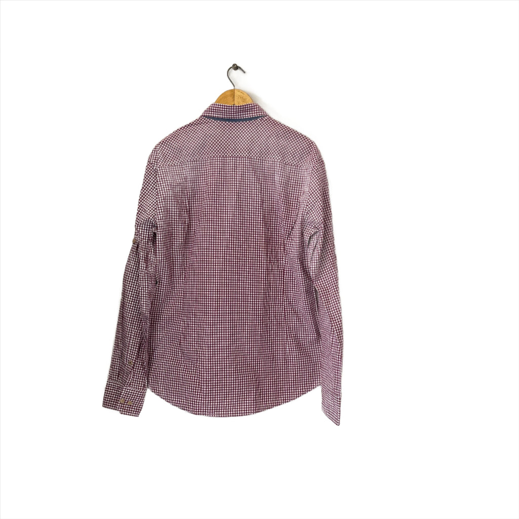 Mexx Men's Dark Pink 100% Cotton Checked Collared Shirt  | Brand New |