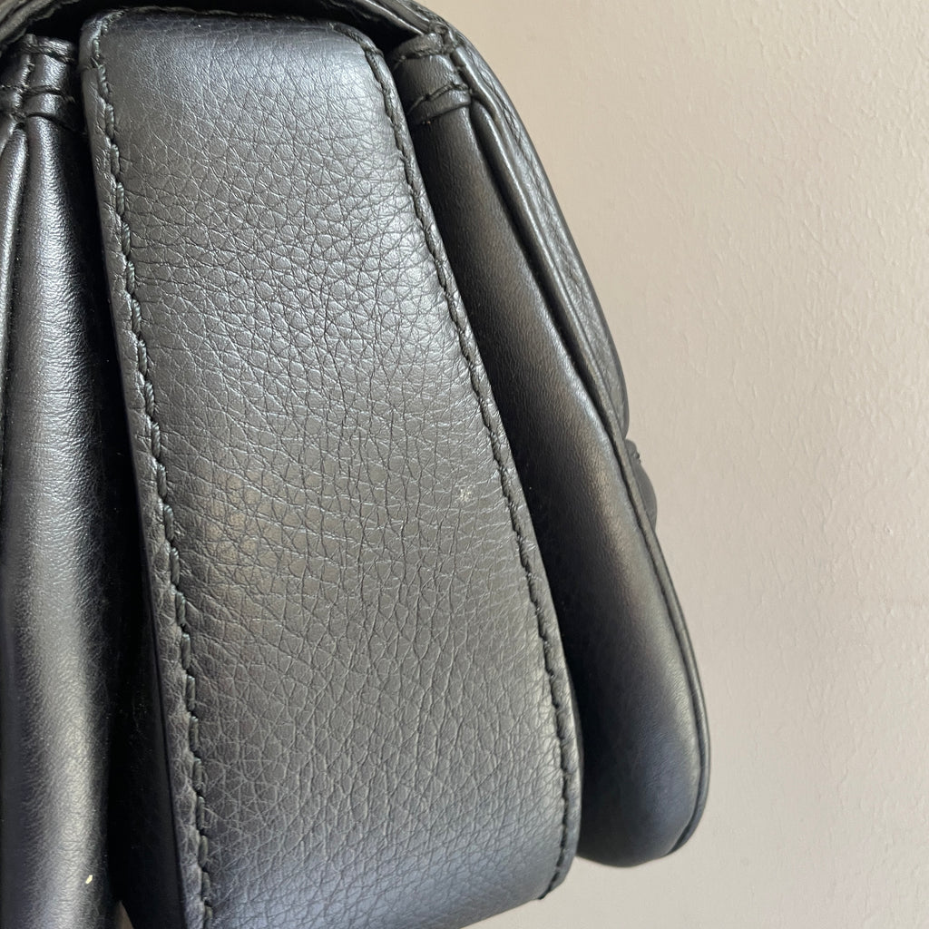 Gucci Monogram Black Bamboo Top Handle Bag | Gently Used |
