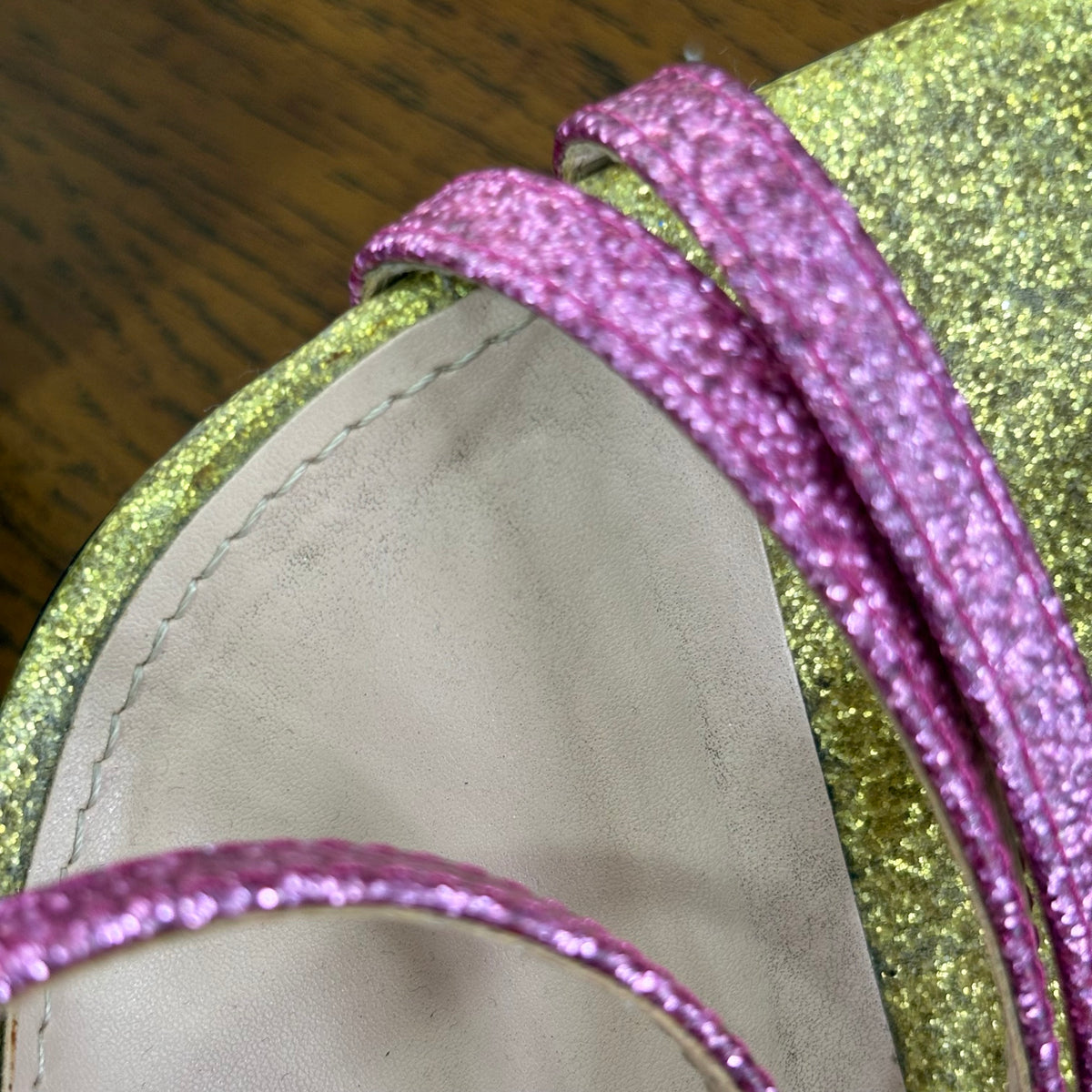 Zara Multicolor Glitter Shiny Multi-Strap Sandals | Pre Loved |