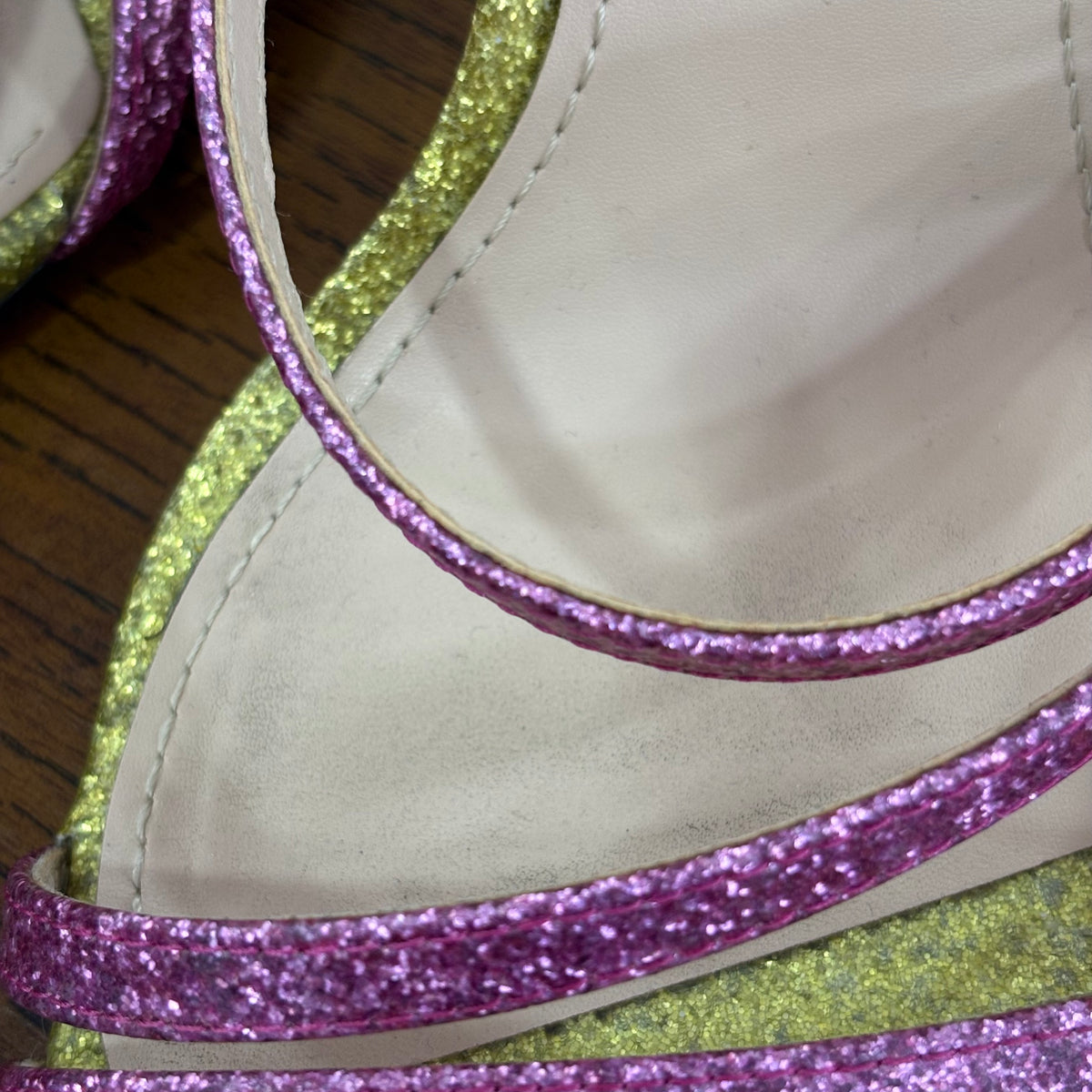 Zara Multicolor Glitter Shiny Multi-Strap Sandals | Pre Loved |