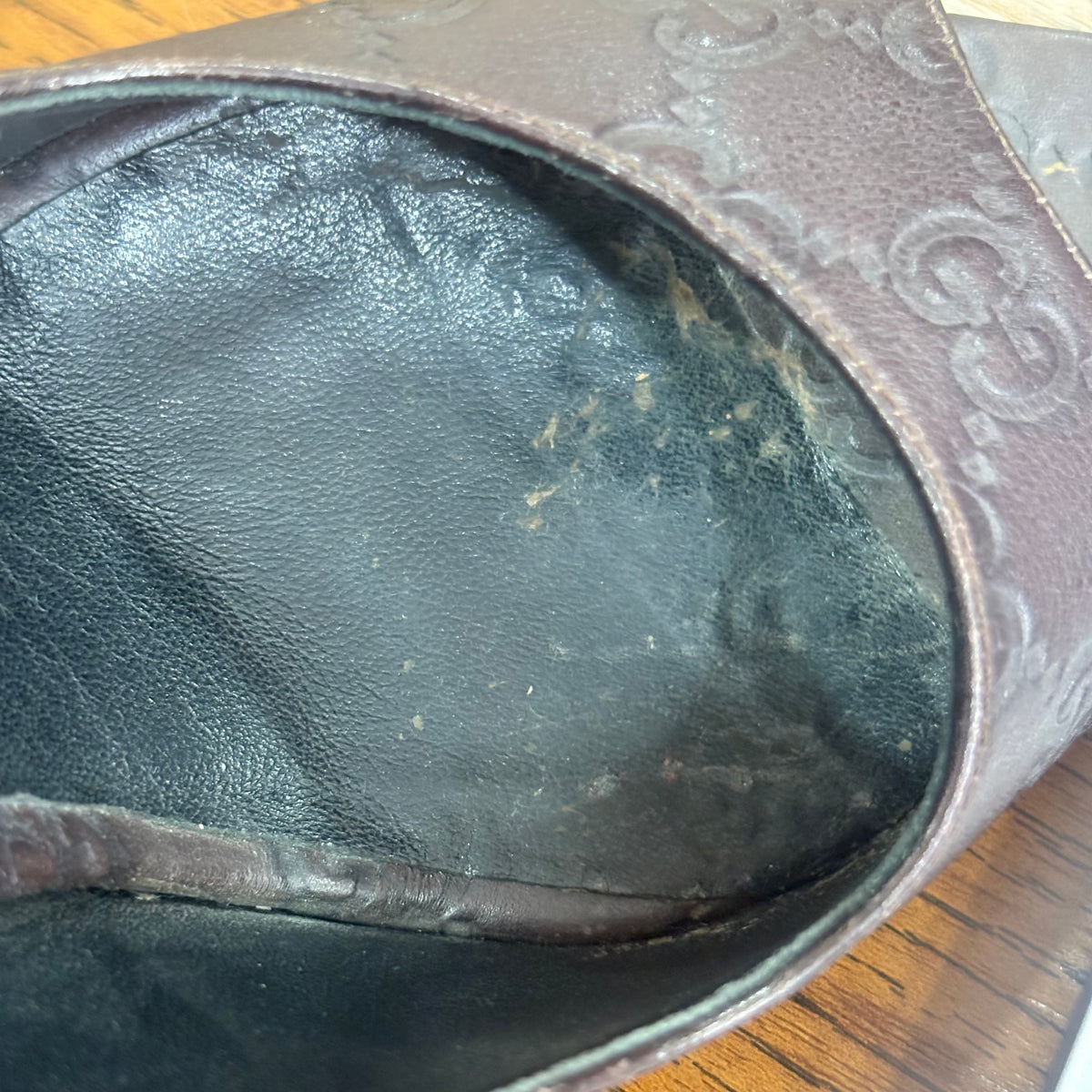 Gucci Brown Guccissima Leather Peep Toe Pumps | Gently Used |