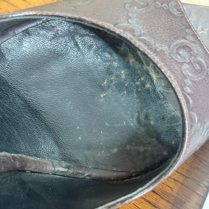 Gucci Brown Guccissima Leather Peep Toe Pumps | Gently Used |