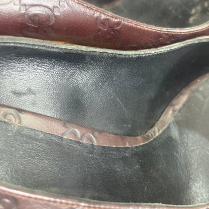 Gucci Brown Guccissima Leather Peep Toe Pumps | Gently Used |