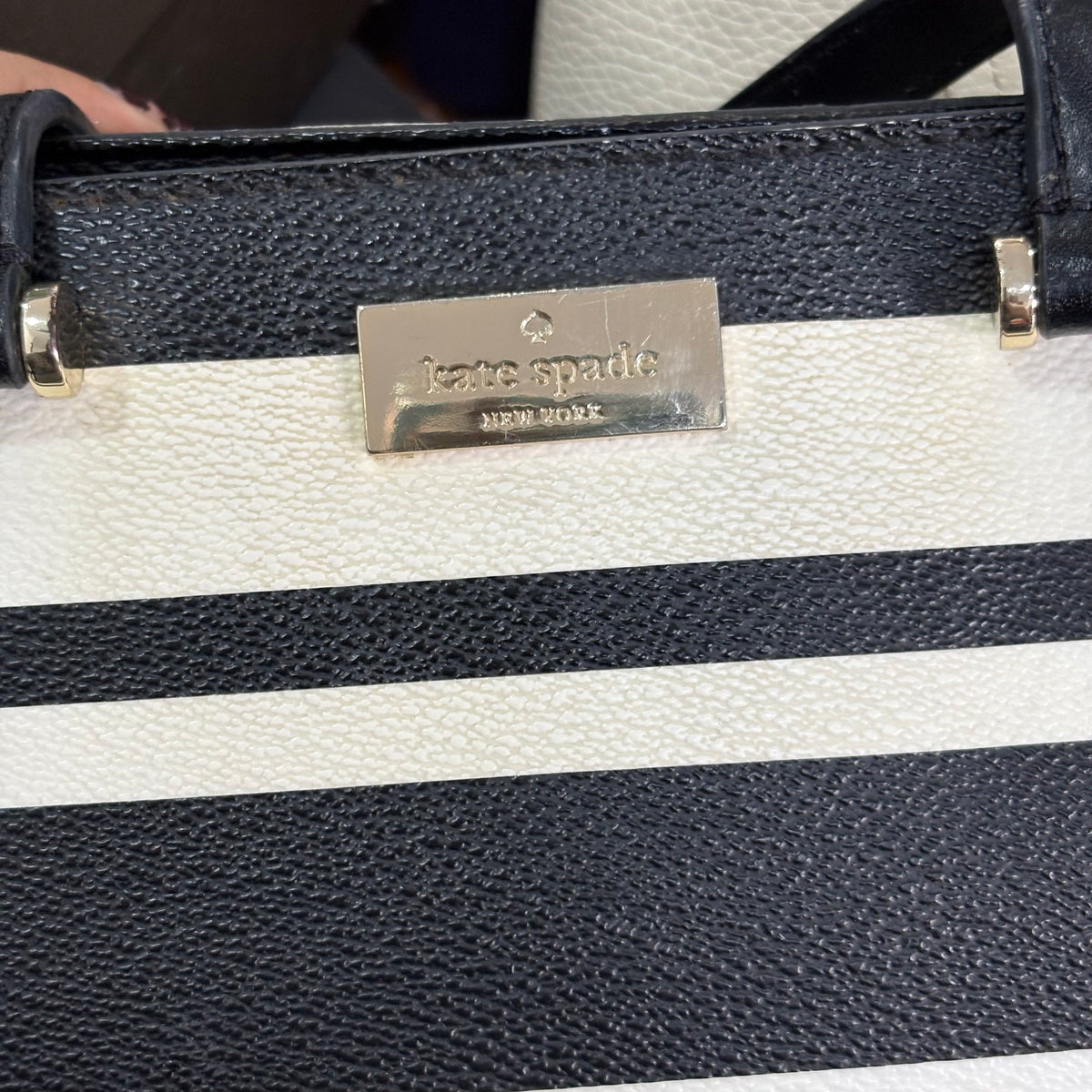 Kate Spade Navy Blue & White Striped Satchel Bag | Pre Loved |