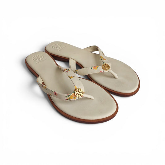 Tory Burch Ivory And Rose Floral Benton Thong Sandals | Gently Used |