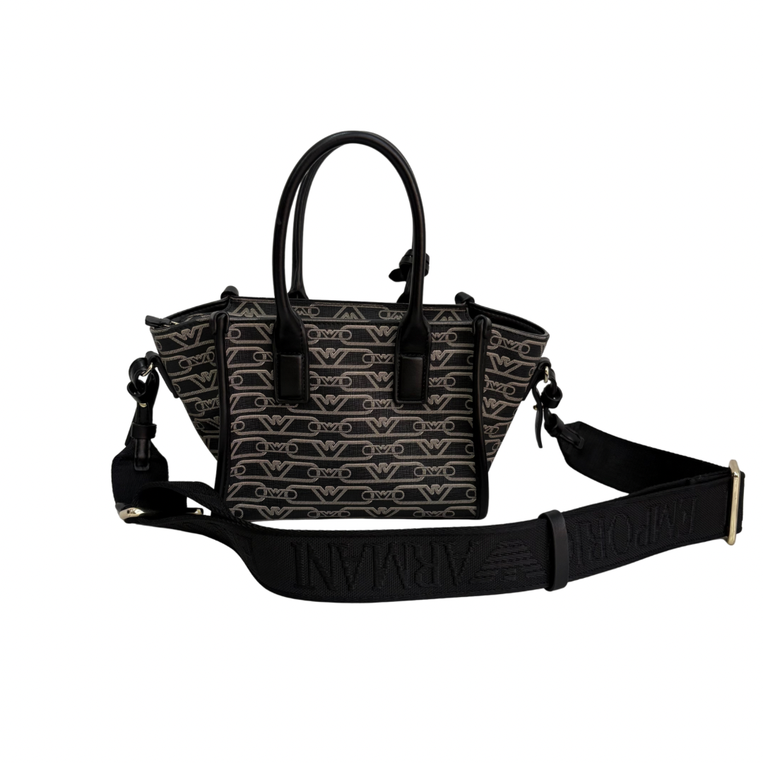 Emporio Armani Black Monogram Mini Tote Bag | Gently Used |