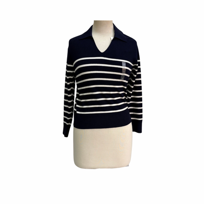Uniqlo Navy & White Striped Ribbed Sweater | Brand New |
