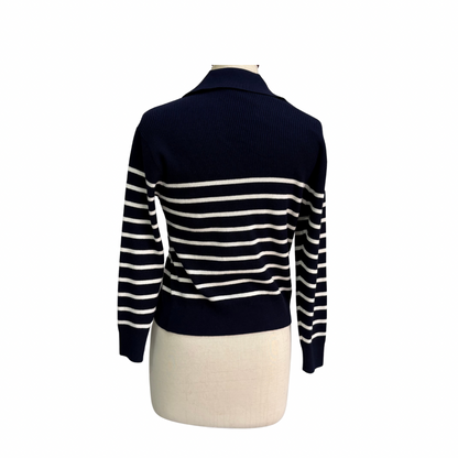Uniqlo Navy & White Striped Ribbed Sweater | Brand New |