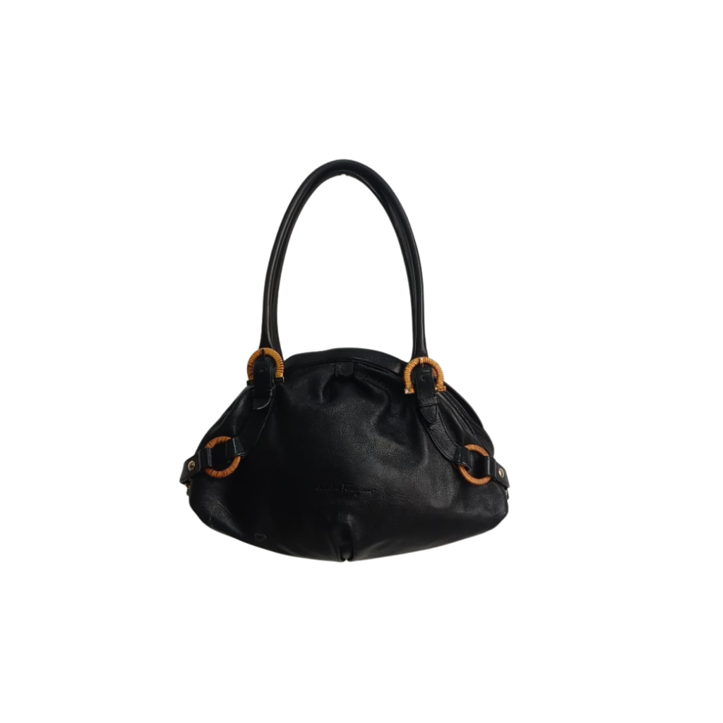Salvatore Ferragamo Black Leather Shoulder Bag | Pre Loved |