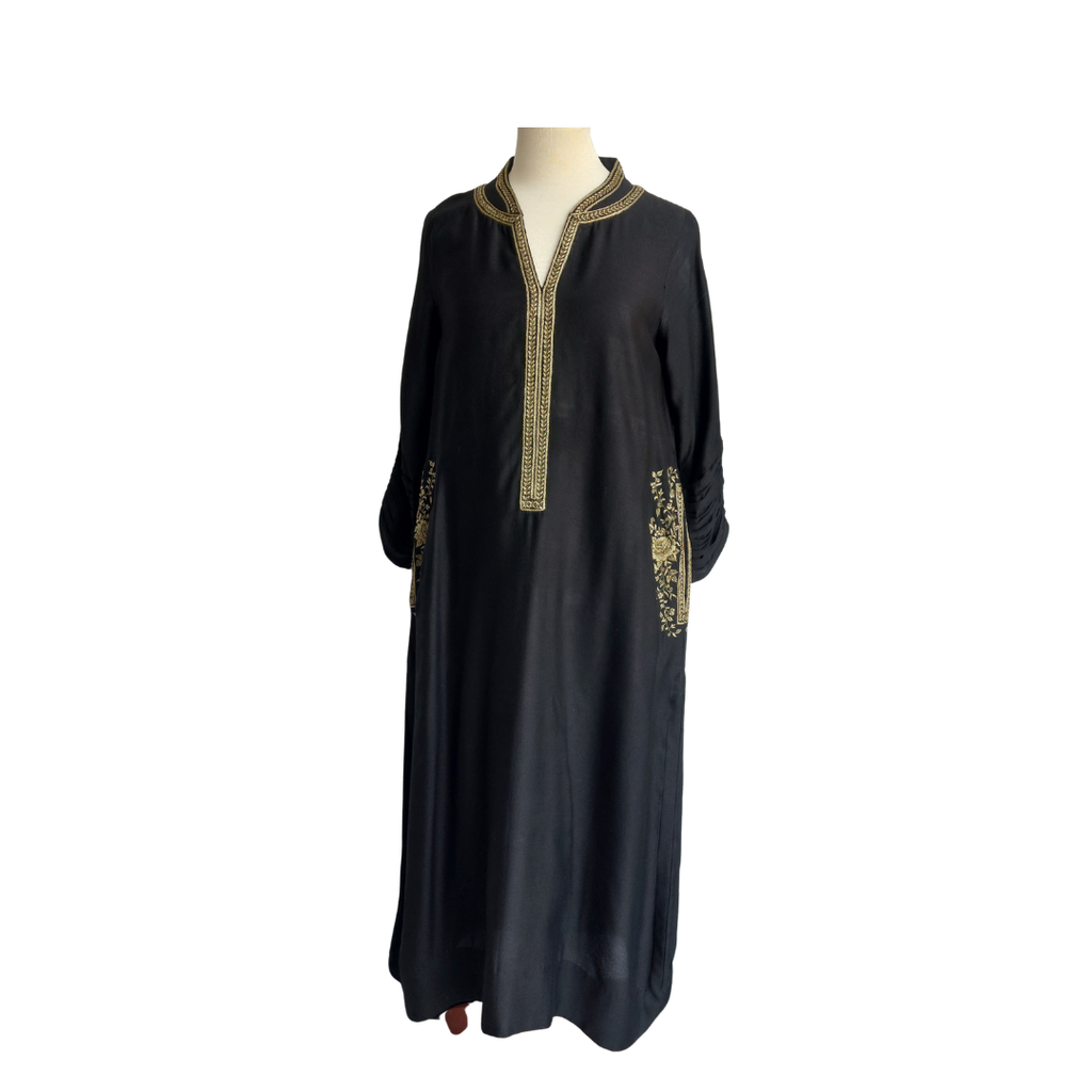 Saira Habib Black Embroidered Kurta | Gently Used |