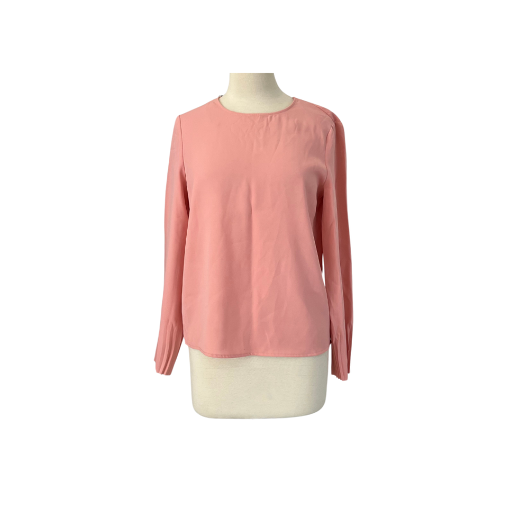 Mango Light Pink Round-neck Pleated Sleeves Blouse | Pre Loved |
