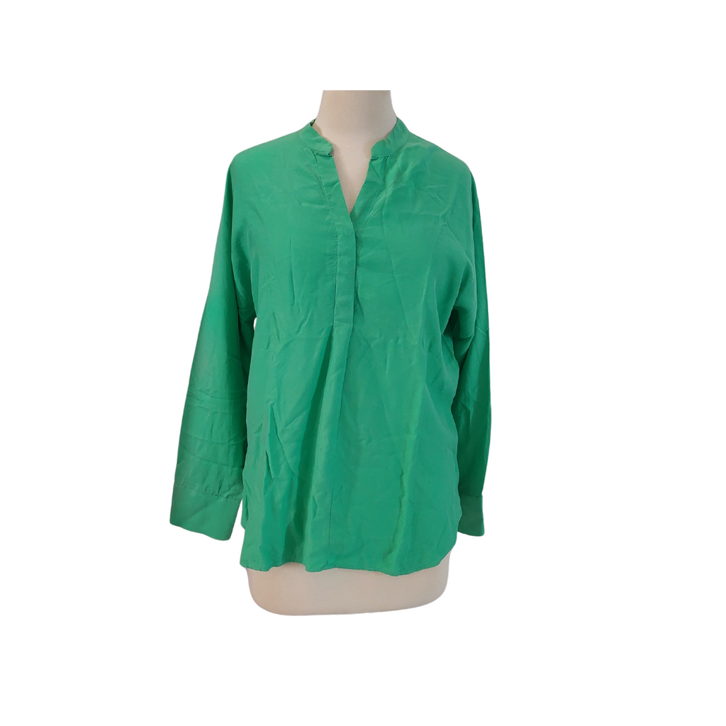 Mango Green Flat Collared Long Sleeve Shirt | Pre loved |
