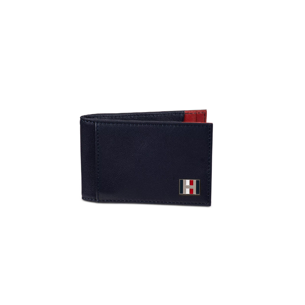 Tommy Hilfiger Men's Navy Leather Money Clip Wallet | Brand New |