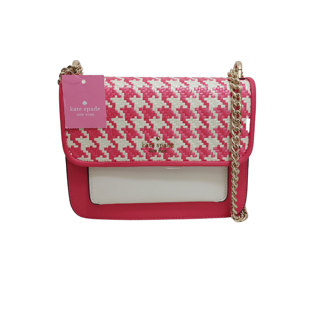 Kate Spade Pink and White Leather 'Remi' Crossbody Bag | Brand New |
