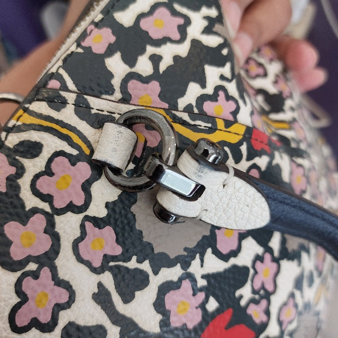 Coach White Leather Floral Printed Handbag | Pre Loved |